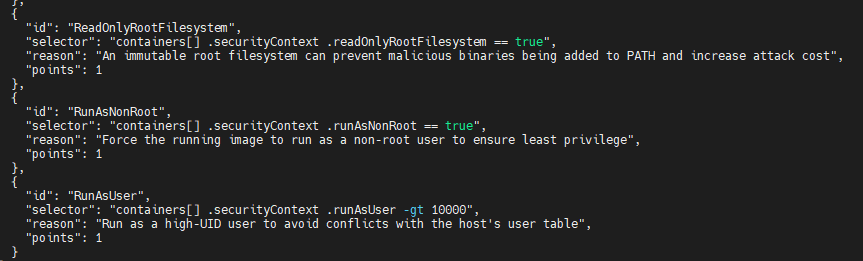 kubesec results